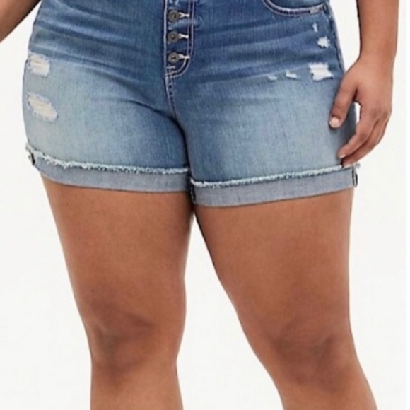 torrid Pants - Torrid Size 18 Blue Jean Shorts Button Fly Inseam 5 Inches